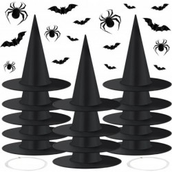 14PCS Halloween Black Witch Hat Halloween Witch Hat Costume Accessory Hanging Witch Hat Wizard Hat Decoration with 3D Spider ...