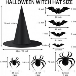 14PCS Halloween Black Witch Hat Halloween Witch Hat Costume Accessory Hanging Witch Hat Wizard Hat Decoration with 3D Spider ...