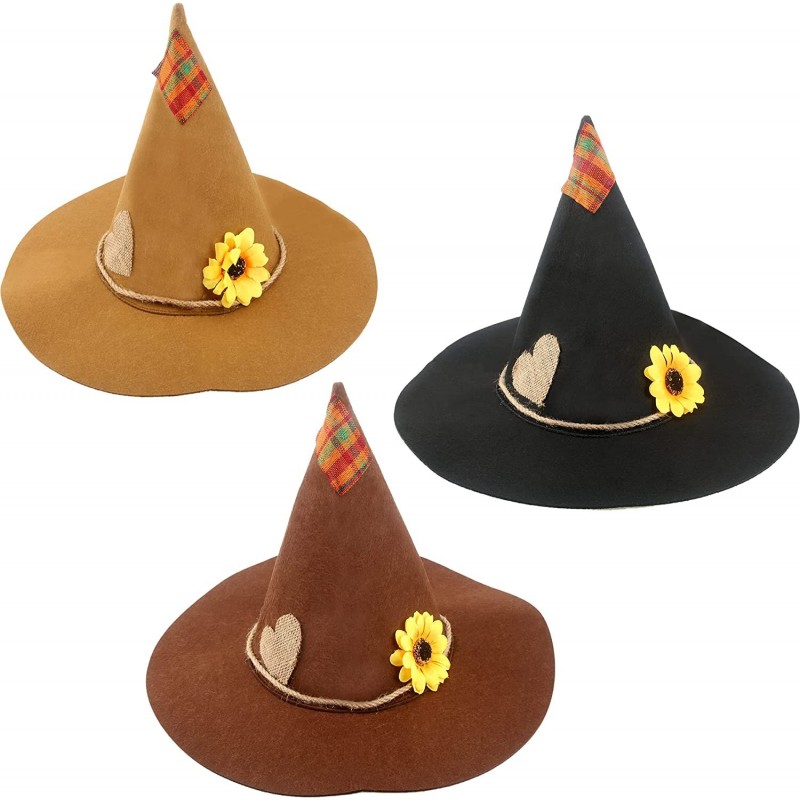 3 Pack Halloween Scarecrow Hat Sunflower Felt Scarecrow Witch Hats for Halloween Cosplay Scarecrow Theme Party Costume Access...