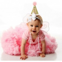 Gold Glitter Sparkle Princess 1st Birthday Hat with Adjustable Headband for Baby Girl Party Supplies $14.18 Kids' Party Hats