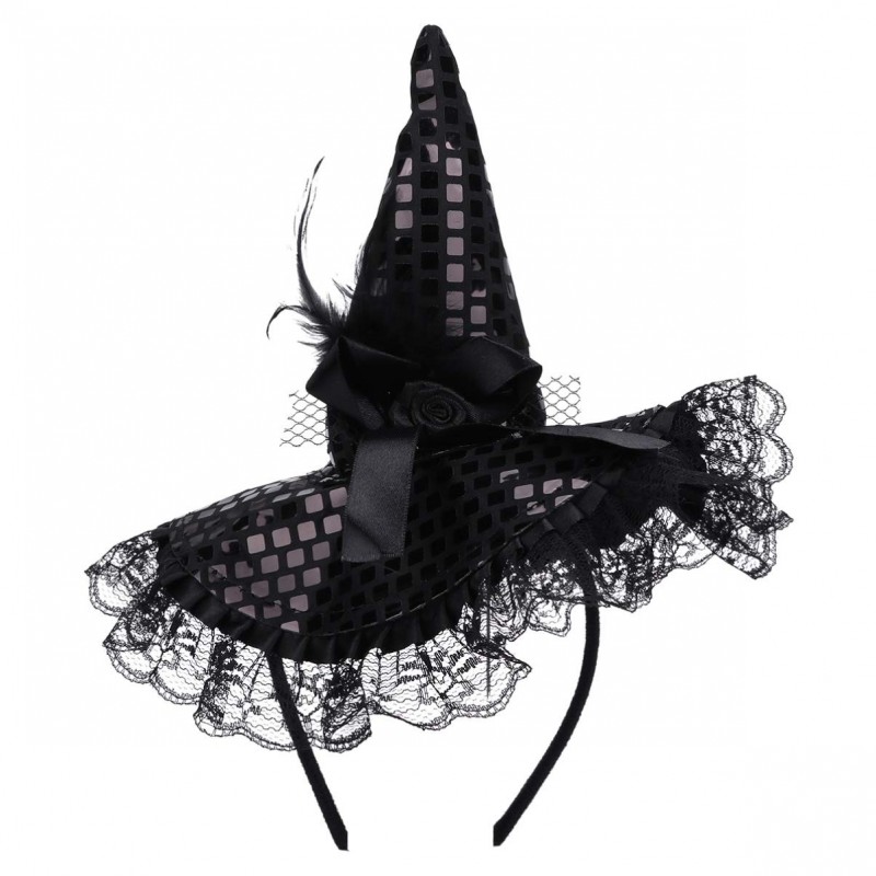 Halloween witch hat headband Black Witch Headpice Halloween Hat Hairhoop for Cosplay Party $22.57 Kids' Party Hats