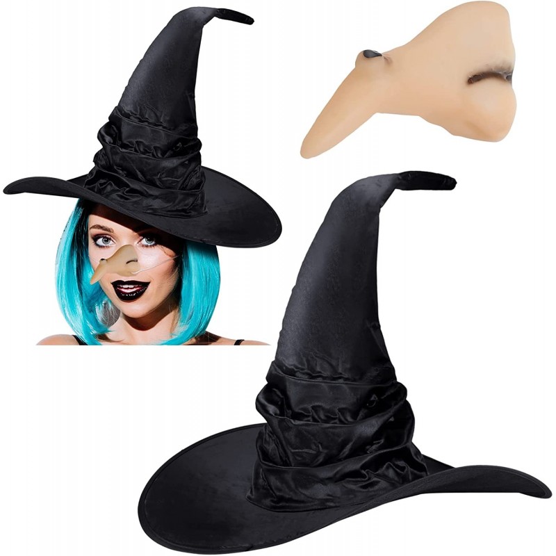 Halloween Witch Hat Nose Set Black Witch and Nose Witch Costume Accessories for Halloween Costumes Cosplay Makeup Party Suppl...