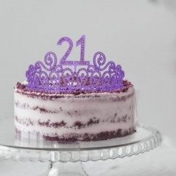 21st Birthday Sash and Tiara for Women - Fabulous Set: Glitter Sash + Ripples Rhinestone Purple Premium Metal Tiara for Women...