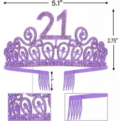 21st Birthday Sash and Tiara for Women - Fabulous Set: Glitter Sash + Ripples Rhinestone Purple Premium Metal Tiara for Women...