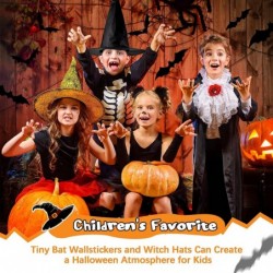 8 Pcs Halloween Witch Hat Black Witch Costume Accessory with 120 Pcs 3D Bat Sticker for Halloween Party Yard Decoration $20.2...