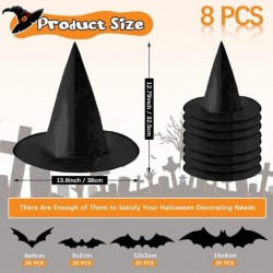 8 Pcs Halloween Witch Hat Black Witch Costume Accessory with 120 Pcs 3D Bat Sticker for Halloween Party Yard Decoration $20.2...