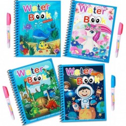 4 Pack Water Coloring Magic Book Toddlers Kids Reusable Painting Unicorn Animal Cartoon Coloring Book Boys Girls Educational ...