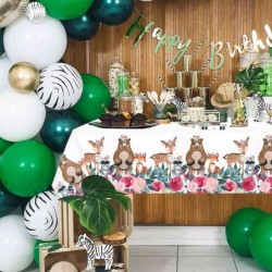 Woodland Tablecloth Jungle Safari Tablecloths Animal Print Tablecover for Safari Baby Shower Decorations Zoo Birthday Party S...