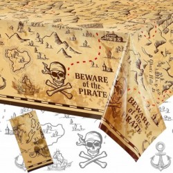 Pirate Party Tablecloth Treasure Map Tablecover Plastic Island Treasure Table Covers Pirate Nautical Party Supplies for Treas...