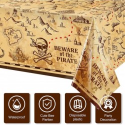 Pirate Party Tablecloth Treasure Map Tablecover Plastic Island Treasure Table Covers Pirate Nautical Party Supplies for Treas...