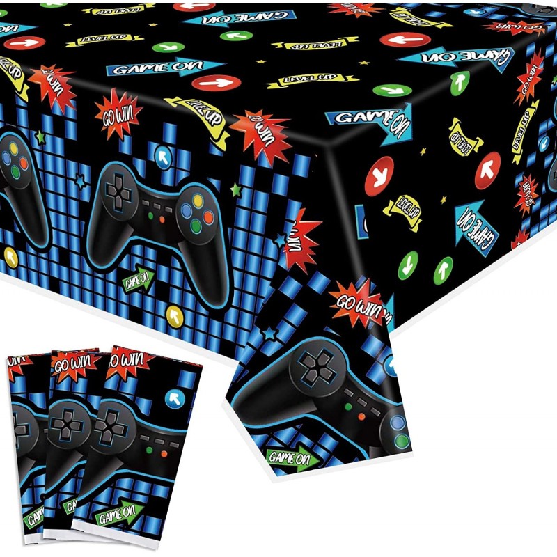 3 Pieces Video Game Tablecloth Gamer Tablecloth Blue Video Game Party favors Gaming Supplies Birthday Decorations for Boys Ga...