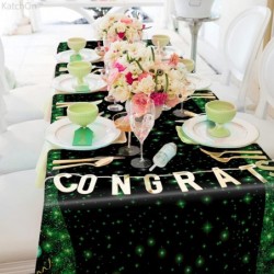 Green Congrats Grad Table-cover - 108x54 Inch Pack of 3 | Graduation Decorations 2023 Table Cloths for Plastic Green Graduati...