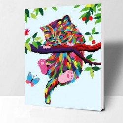 Paint by Numbers for Kids & Beginner DIY Canvas Painting Gift Kits - Colorful Cats and Butterflies 12 x 16 inch (Framed) $39....