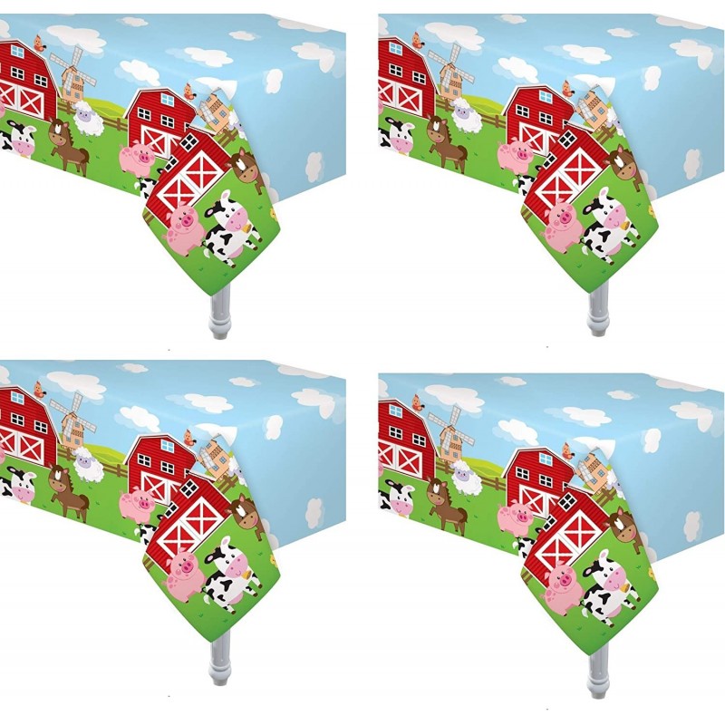 4 Pack Table Cover Farm House Fun Barnyard Animals Party Table Cloth Farm Animal Barn Themed Party Supplies Tablecover $24.06...