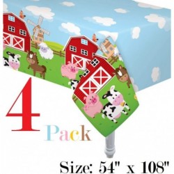 4 Pack Table Cover Farm House Fun Barnyard Animals Party Table Cloth Farm Animal Barn Themed Party Supplies Tablecover $24.06...