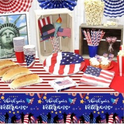 3 Pieces Veterans Day Decorations Tablecloth Thank You Veterans Tablecover American Flag Patriotic Soldier Veterans Day Table...