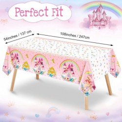 3 Pieces Princess Tablecloths Princess Themed Table Covers Disposable Plastic Rectangular Table Decorations for Teens Birthda...