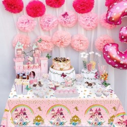 3 Pieces Princess Tablecloths Princess Themed Table Covers Disposable Plastic Rectangular Table Decorations for Teens Birthda...