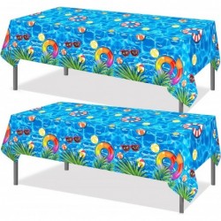 2Pcs Pool Party Decorations Table Covers - Summer Hawaiian Swimming Baby Shower Birthday Pool Party Decor Supplies Favors Pla...