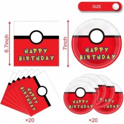 Birthday Party Supplies For Pokeball Includes 20 Napkins 20 Plates Video Games Themed Party Tableware $29.47 Kids' Party Tabl...