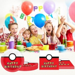 Birthday Party Supplies For Pokeball Includes 20 Napkins 20 Plates Video Games Themed Party Tableware $29.47 Kids' Party Tabl...