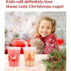 16 oz 30 Count Christmas Party Cups  Disposable Christmas Cups for Kids  4 Designs on 1 Cup  16oz Clear Plastic Cups for Chri...