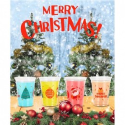 16 oz 30 Count Christmas Party Cups  Disposable Christmas Cups for Kids  4 Designs on 1 Cup  16oz Clear Plastic Cups for Chri...