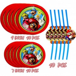 Mario Brothers Super Birthday Party Supplies Super Cute Mario Bros for Kids Theme Party Decorations Included Plates Paper cup...