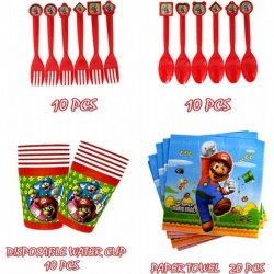 Mario Brothers Super Birthday Party Supplies Super Cute Mario Bros for Kids Theme Party Decorations Included Plates Paper cup...