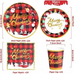 Christmas Paper Plates and Napkins Set - 96Pcs Disposable Christmas Plates Disposable Cups Napkins with MERRY CHRISTMAS for C...