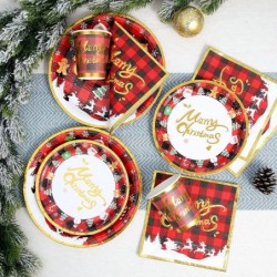 Christmas Paper Plates and Napkins Set - 96Pcs Disposable Christmas Plates Disposable Cups Napkins with MERRY CHRISTMAS for C...