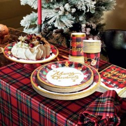 Christmas Paper Plates and Napkins Set - 96Pcs Disposable Christmas Plates Disposable Cups Napkins with MERRY CHRISTMAS for C...