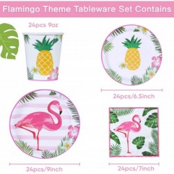 Flamingo Plates and Napkins Flamingo Paper Cups-Tropical Luau Hawaiian Theme Party Tableware Set for Tropical Luau Birthday P...