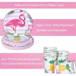 Flamingo Plates and Napkins Flamingo Paper Cups-Tropical Luau Hawaiian Theme Party Tableware Set for Tropical Luau Birthday P...