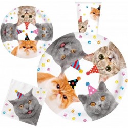 Serves 24 Complete Party Pack Cat Theme Party Supplies Includes Plates Cups Napkins Table Covers Ideal for Cat Birthday party...