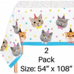 Serves 24 Complete Party Pack Cat Theme Party Supplies Includes Plates Cups Napkins Table Covers Ideal for Cat Birthday party...