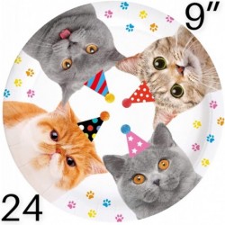 Serves 24 Complete Party Pack Cat Theme Party Supplies Includes Plates Cups Napkins Table Covers Ideal for Cat Birthday party...