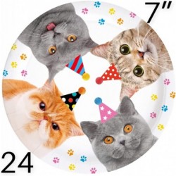 Serves 24 Complete Party Pack Cat Theme Party Supplies Includes Plates Cups Napkins Table Covers Ideal for Cat Birthday party...