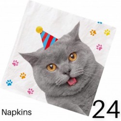 Serves 24 Complete Party Pack Cat Theme Party Supplies Includes Plates Cups Napkins Table Covers Ideal for Cat Birthday party...