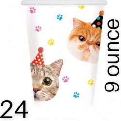 Serves 24 Complete Party Pack Cat Theme Party Supplies Includes Plates Cups Napkins Table Covers Ideal for Cat Birthday party...