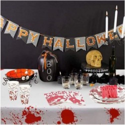 Halloween Bloody Party Tableware Set for 16 Guests Including Dinner Dessert Plates Lunch Napkins Cups for Halloween Scary Blo...