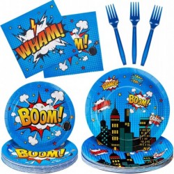 Superhero Plates and Napkins Party Supplies Serves 24 Superhero Party Plates Set for Boys Birthday Superhero Party Decor Tota...