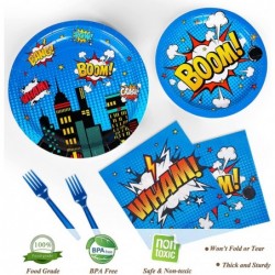 Superhero Plates and Napkins Party Supplies Serves 24 Superhero Party Plates Set for Boys Birthday Superhero Party Decor Tota...