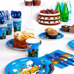 Superhero Plates and Napkins Party Supplies Serves 24 Superhero Party Plates Set for Boys Birthday Superhero Party Decor Tota...