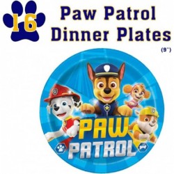 Paw Patrol Birthday Supplies Pack for 16 with Plates Cups Napkins Table Cover Paper Masks Candle Banner Swirls and Pin $60.25...