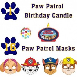 Paw Patrol Birthday Supplies Pack for 16 with Plates Cups Napkins Table Cover Paper Masks Candle Banner Swirls and Pin $60.25...