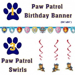 Paw Patrol Birthday Supplies Pack for 16 with Plates Cups Napkins Table Cover Paper Masks Candle Banner Swirls and Pin $60.25...