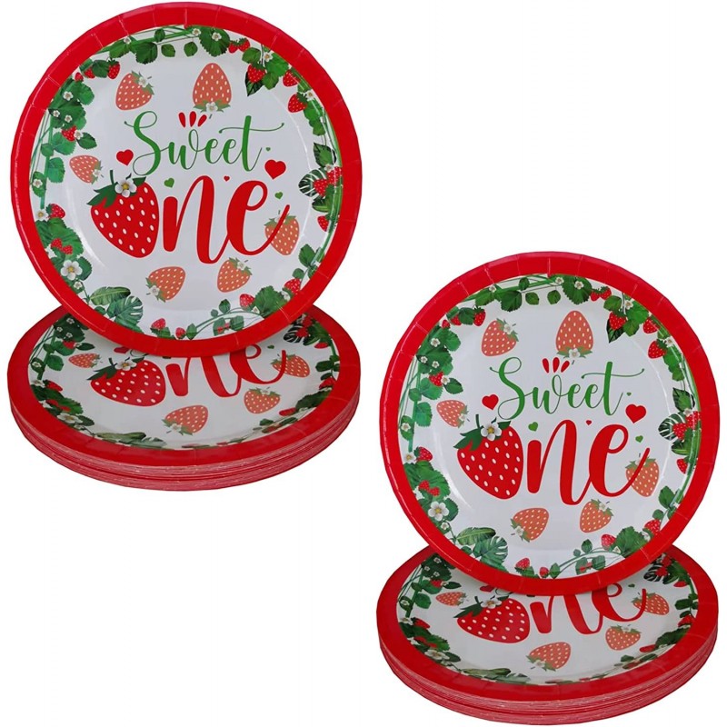 40 Pcs 9 ''Strawberry Party Plates Strawberry Theme 1st Birthday Decoration Sweet One First Strawberry Birthday Party Supplie...