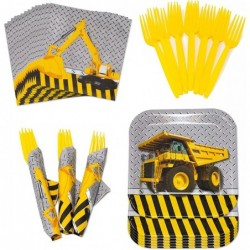 Construction Value Party Supplies Pack (60 Pieces for 16 Guests) - Construction Birthday Party Construction Decorations Excav...