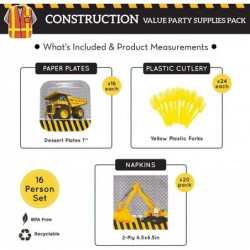 Construction Value Party Supplies Pack (60 Pieces for 16 Guests) - Construction Birthday Party Construction Decorations Excav...